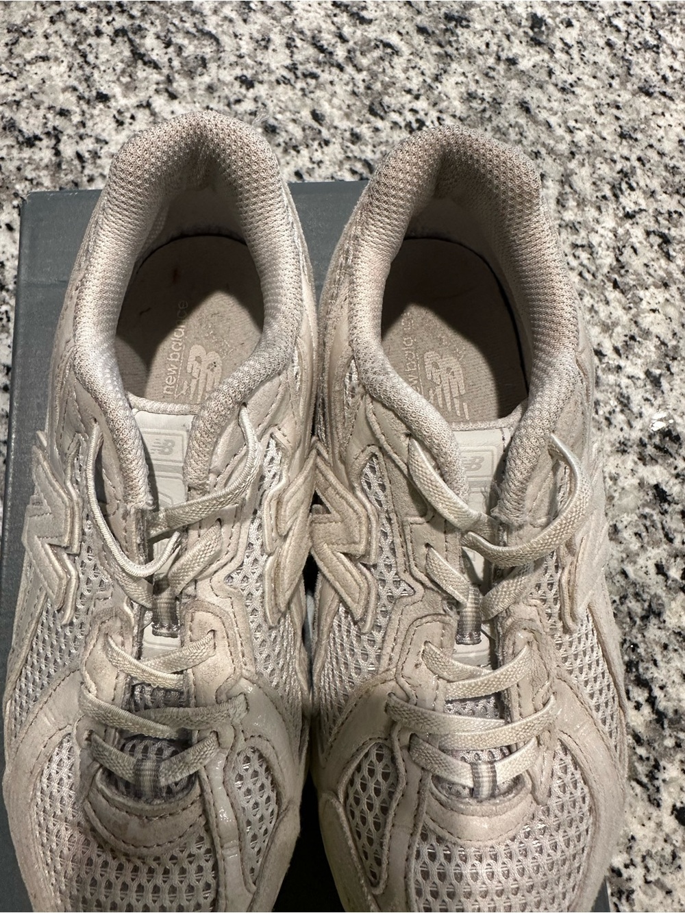 New Balance Men's Light Beige Mesh Athletic Sneakers